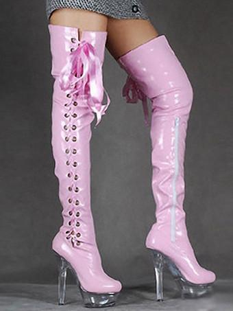 Women's lace up on sale thigh high boots