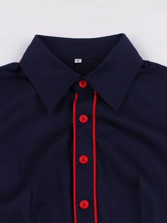 1950年代オードリー・ヘップバーン風　ヴィンテージドレス　ターンダウンカラー　半袖　二次会　お呼ばれ　発表会　ロカビリーワンピース