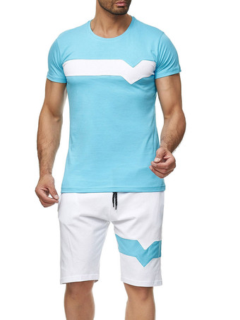 Vêtements d'actif pour hommes Bloc de couleur 2 pièces manches courtes Bijou col jaune