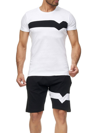 Vêtements d'actif pour hommes Bloc de couleur 2 pièces manches courtes Bijou col jaune