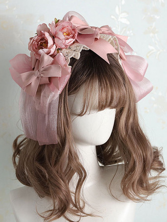 Coiffe Sweet Lolita Noeuds en fibre de polyester rose Bow Headwear Bandeau Lolita