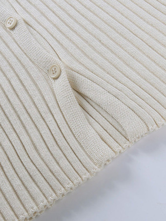 セーターカーディガンホワイトライクラスパンデックスボタン長袖ターンダウンカラーオーバーコート