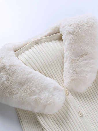 セーターカーディガンホワイトライクラスパンデックスボタン長袖ターンダウンカラーオーバーコート