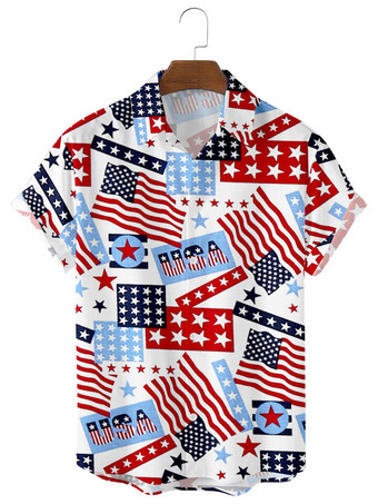 Color nude  Camisa casual de hombre Cuello vuelto Camisas de hombre desnudo con estampado casual con puños