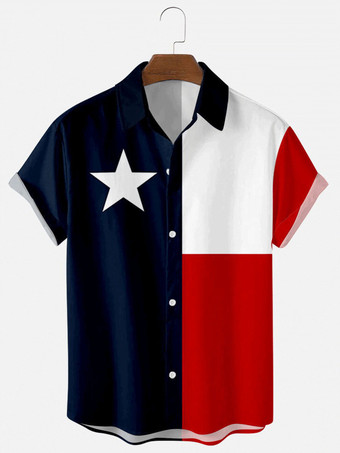 Blanco calienteCamisa casual de hombre Cuello vuelto Camisas de hombre desnudo con estampado casual con puños