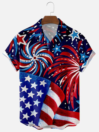 Marfil   Camisa casual de hombre Cuello vuelto Camisas de hombre desnudo con estampado casual con puños