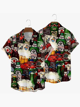 Camisa casual de hombre Cuello vuelto Camisas de hombre desnudo con estampado casual con puños