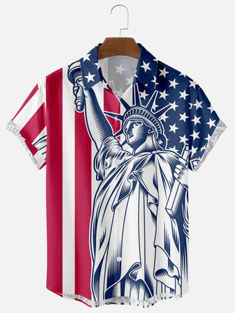 TransparenteCamisa casual de hombre Cuello vuelto Camisas de hombre desnudo con estampado casual con puños