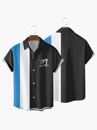 Color almendra claroCamisa casual de hombre Cuello vuelto Camisas de hombre desnudo con estampado casual con puños