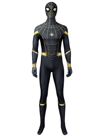 ブラック スパイダーマン コスチューム 大人用ジャンプスーツ ブラック ライクラ スパンデックス ジャンプスーツ マーベル映画 コスプレ衣装