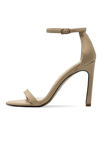ライト アプリコットレディーススティレットヒールPUレザーサンダル