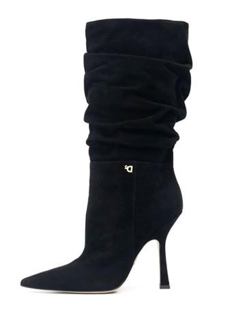 Womens black suede mid calf clearance boots