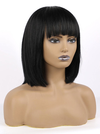 女性のための人間の髪の毛のかつら黒の混合髪乱れたミディアム人間の髪の毛のかつら