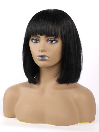 女性のための人間の髪の毛のかつら黒の混合髪乱れたミディアム人間の髪の毛のかつら