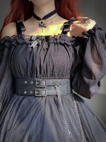   ゴシックロリータドレス ルッフル弓 デコルテ ロングスリーブ ロリータワンピースドレス