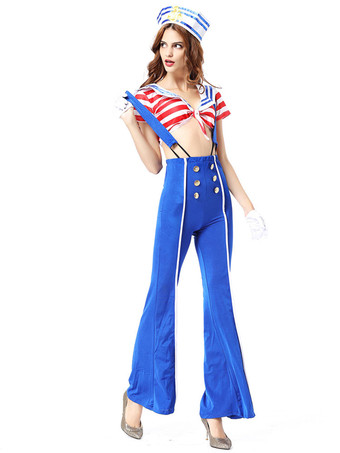 大人の青い船員のためのハロウィンコスチュームポリエステルホリデーコスチュームセット