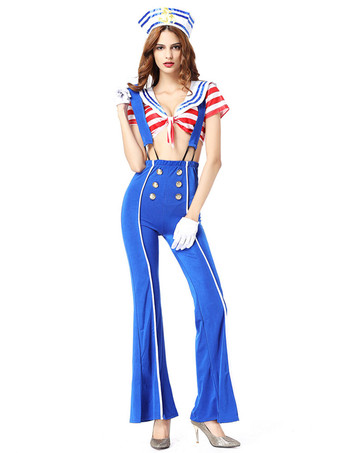 大人の青い船員のためのハロウィンコスチュームポリエステルホリデーコスチュームセット