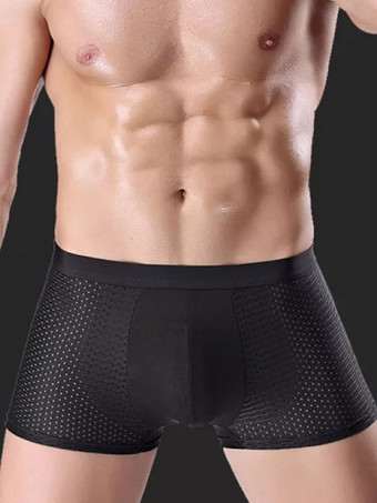 グレイ4 枚のメッシュメンズアイスシルク下着竹繊維モーダルミッドウエストボクサーブリーフ