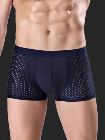 ディープブルー4 枚のメッシュメンズアイスシルク下着竹繊維モーダルミッドウエストボクサーブリーフ