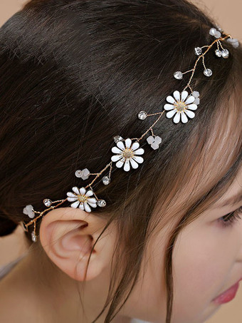 Coiffure de fille de fleur courronne Accessoires de cheveux de fille Courrones de fille or décoré des fleurs