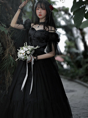 Sweet Lolita OP Dress White Ruffles Short Sleeves Polyester Lolita One Piece Dresses