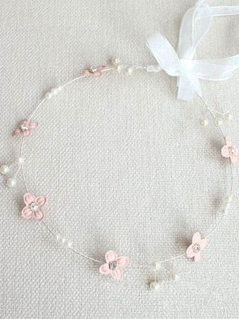 フラワーガールのかぶとシルバーリボンの帽子子供のための金属のヘアアクセサリー