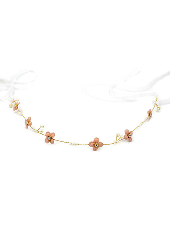 ゴールド フラワーガールのかぶとシルバーリボンの帽子子供のための金属のヘアアクセサリー