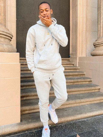 GrisMangas para hombres de 2 piezas de 2 piezas con capucha gris con capucha