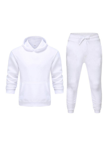 blanco Mangas para hombres de 2 piezas de 2 piezas con capucha gris con capucha