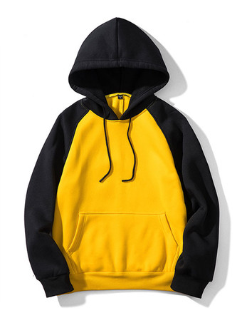 GelbMänner Hoodies Orange mit Kapuze Halsausschnitt Lange Ärmel Polyester Normale Passform Casual Sweatshirt