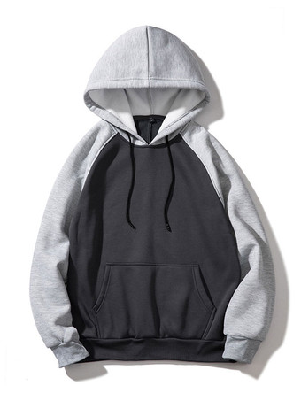 Dunkelgrau Männer Hoodies Orange mit Kapuze Halsausschnitt Lange Ärmel Polyester Normale Passform Casual Sweatshirt