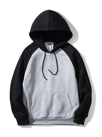 Hellgrau Männer Hoodies Orange mit Kapuze Halsausschnitt Lange Ärmel Polyester Normale Passform Casual Sweatshirt