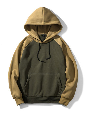 JägergrünMänner Hoodies Orange mit Kapuze Halsausschnitt Lange Ärmel Polyester Normale Passform Casual Sweatshirt