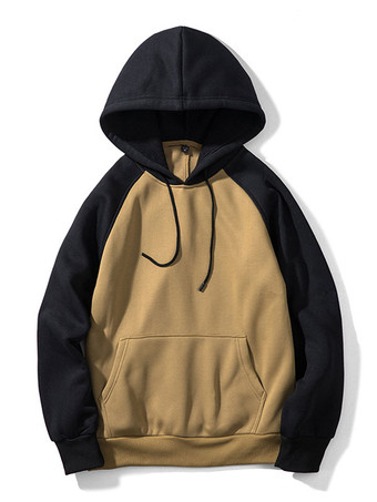 KhakifarbeMänner Hoodies Orange mit Kapuze Halsausschnitt Lange Ärmel Polyester Normale Passform Casual Sweatshirt