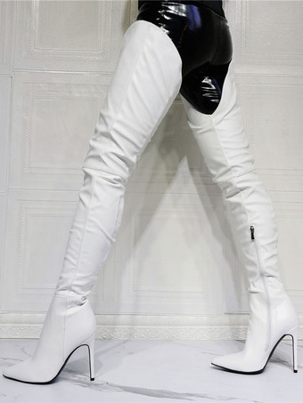 女性のスティレットヒールのセクシーなサイハイブーツ