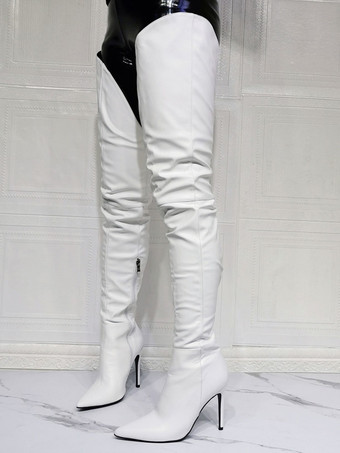 女性のスティレットヒールのセクシーなサイハイブーツ