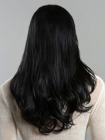 女性ウィッグブラックミックスヘア乱れたロングストレートウィッグ