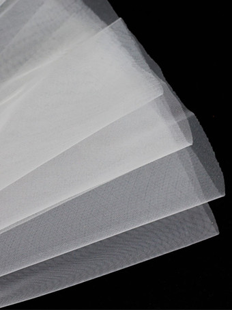 ウェディングベールアイボリー2段チュールカットエッジクラシックブライダルベール