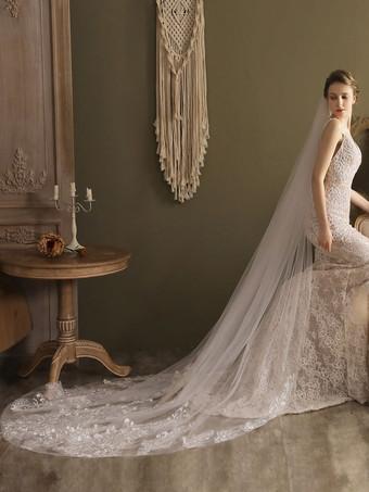 Tulle Wedding Veil Ivory One Tier Bridal Veils - Milanoo.com