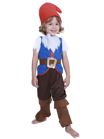 Halloween Costumes For Kids Coffee Brown Polyester Hat Pants Clothes 3-Piece Set Dwarf Cosplay Costume Full Set