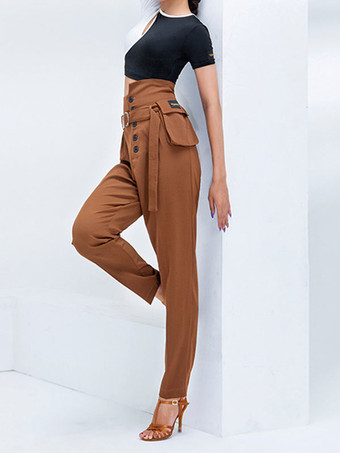 社交ダンスコスチュームカーキライクラスパンデックスパンツ女性のためのダンスウェア