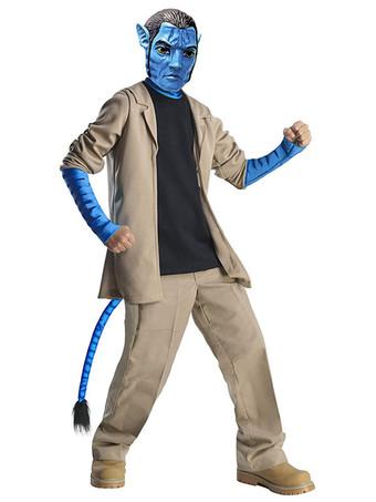 Costume cosplay per bambini avatar blu poliestere top pantaloni 2 pezzi set  costume di Halloween 
