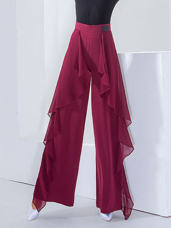 ワインレッド 社交ダンスコスチュームTureRedポリエステルパンツダンスドレス