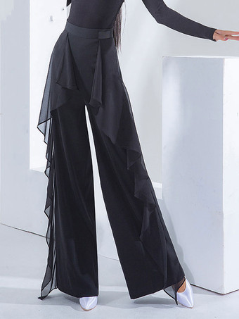 ブラック 社交ダンスコスチュームTureRedポリエステルパンツダンスドレス