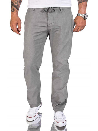 GrisPantalones para hombres Pantalones rectos caqui rectos de cintura natural chic
