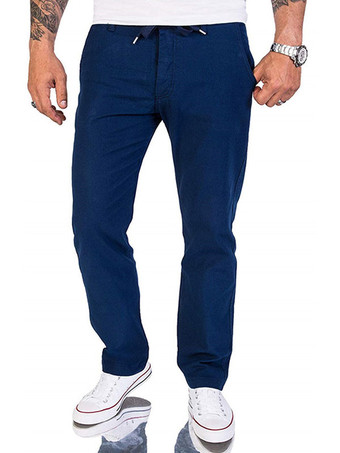 Azul marino oscuro  Pantalones para hombres Pantalones rectos caqui rectos de cintura natural chic
