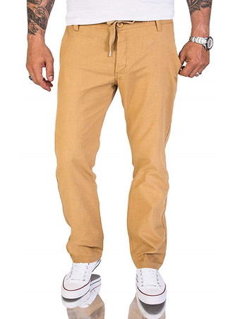 caqui Pantalones para hombres Pantalones rectos caqui rectos de cintura natural chic