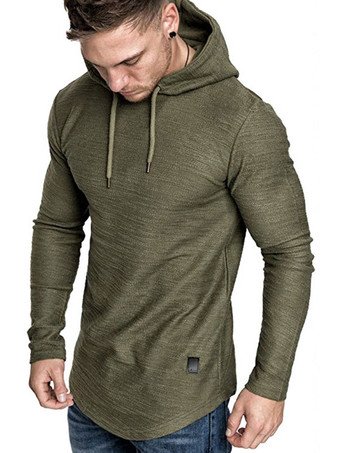verde Camisetas de hombre Chic con capucha Manga larga Poliéster Regular Fit Sudaderas con capucha