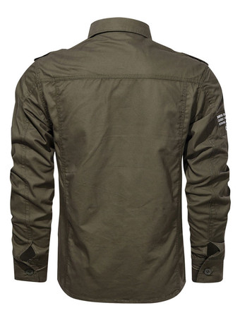 Camisa casual para hombre Cuello vuelto Chic Hunter Green Camisas para hombre