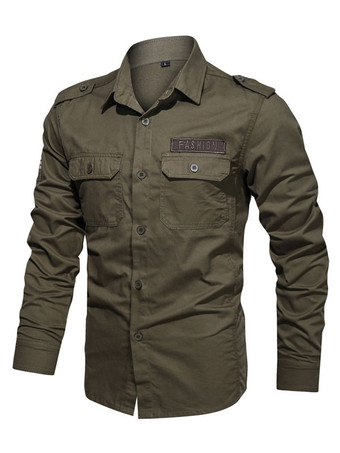 Camisa casual para hombre Cuello vuelto Chic Hunter Green Camisas para hombre